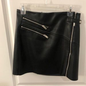 Black leather mini skirt
